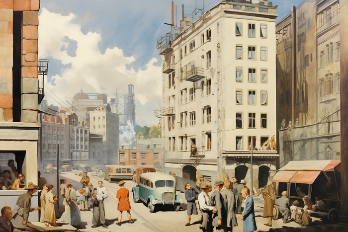 СССР в стиле Нормана Роквелла Midjourney, Арты нейросетей, Норман Роквелл, СССР, США, Живопись, Длиннопост