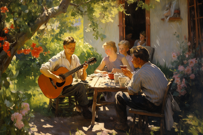 СССР в стиле Нормана Роквелла Midjourney, Арты нейросетей, Норман Роквелл, СССР, США, Живопись, Длиннопост