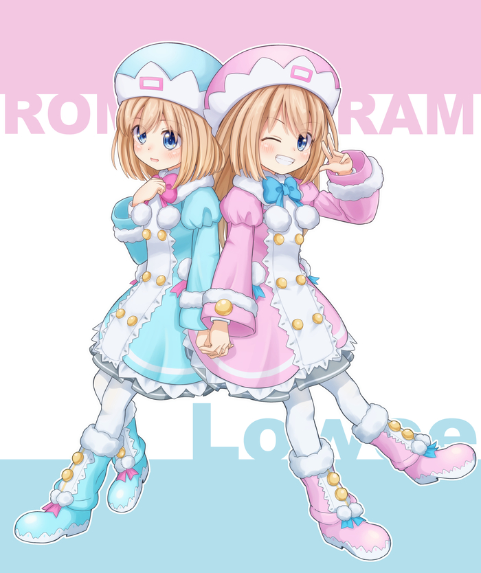 Rom & Ram Anime Art, Hyperdimension Neptunia, Neptunia, Rom, Ram (Neptunia), Loli