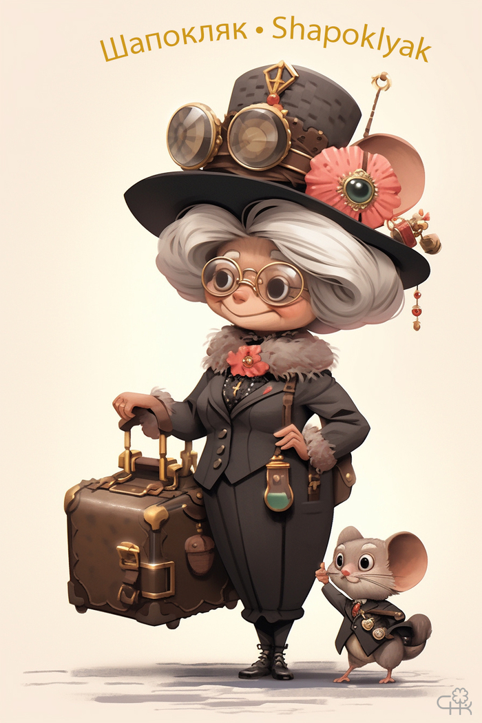 Старушка Шапокляк в стиле стимпанк