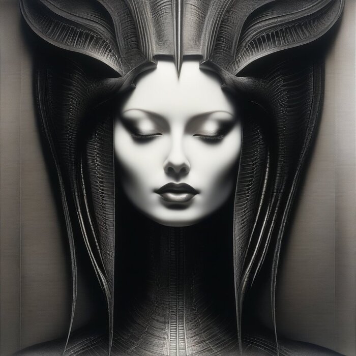 Hans Rudolf Giger, "pretty woman" ,  , Stable Diffusion,  