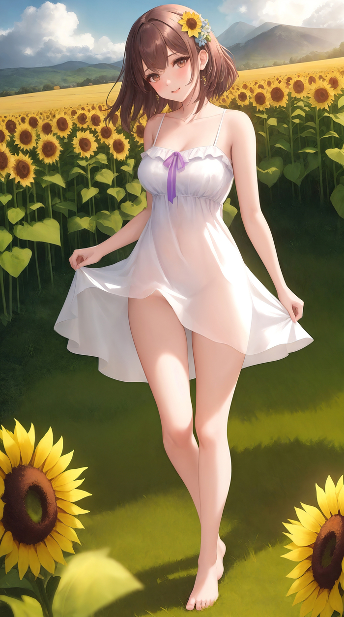 Sunflowers , Anime Art,  , Stable Diffusion, , , , 