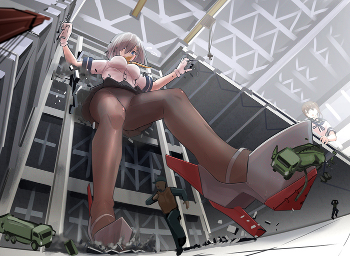  Giantess, , , Kantai Collection, Hamakaze, , Sigure-zzzz, Anime Art