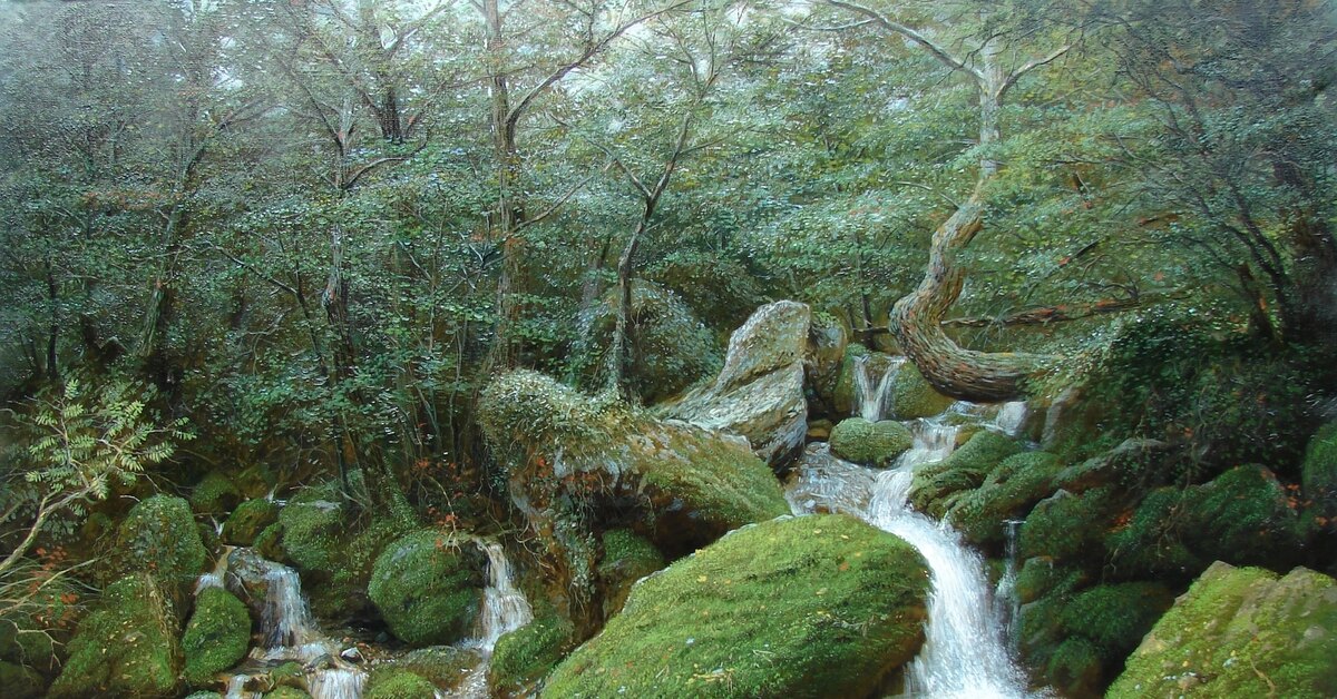 Картина маслом "Родник" | Пикабу