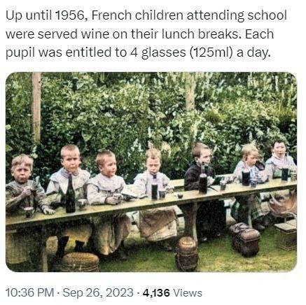 До 1956 года учащимся французских школ подавали на обед вино Старое фото, Фотография, История (наука), Пленка, Вино, Франция, Дети