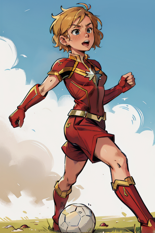 Captain Marvel as footballer