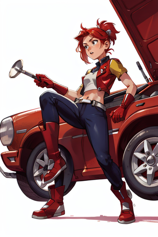 Red Queen as car mechanic