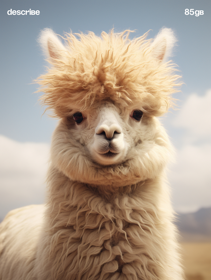 an alpaca that is looking away from the camera, in the style of 8k 3d, spirited portraits