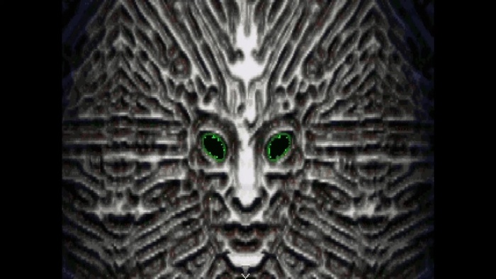 Экран смерти с лицом ШОДАН при финальной битве в киберпространстве