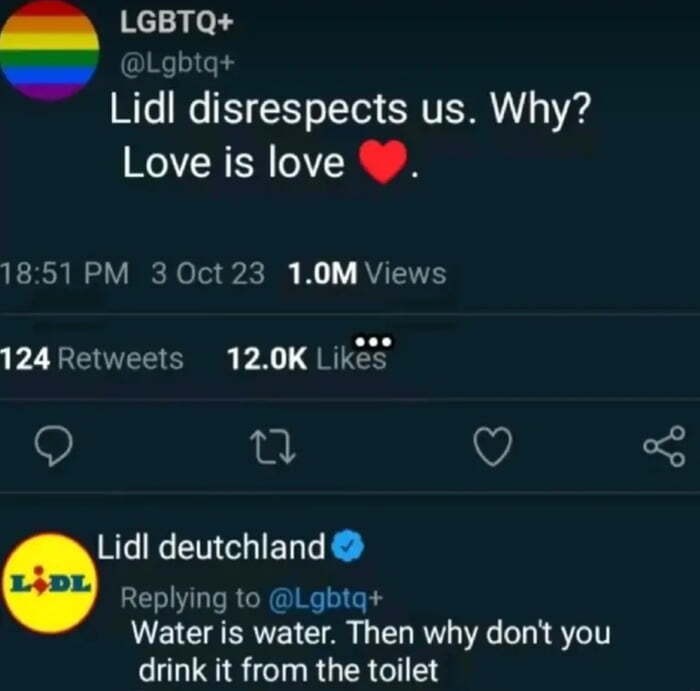 LIDL (сеть супермаркетов европейских) неуважает нас. Почему? Любовь есть любовь ЛГБТ, Lidl, Насмешка, Сарказм, Twitter, Перевод