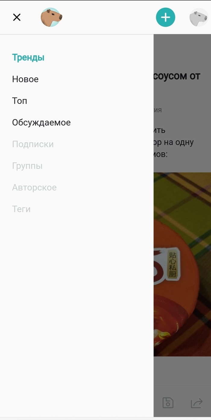 Скрытое меню