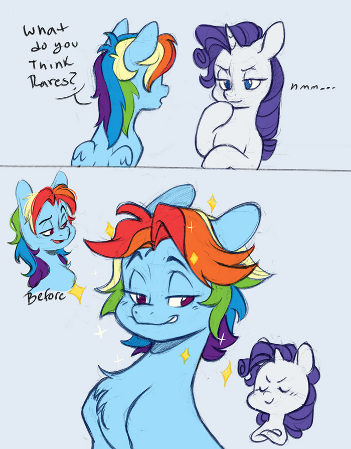  My Little Pony, Rarity, Rainbow Dash, Doodle-mark