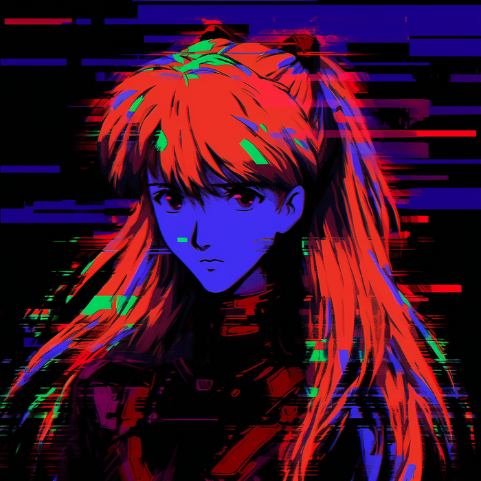 Asuka & Rei, Glitch Art , Anime Art,  , Evangelion, Rei Ayanami, Asuka Langley, 