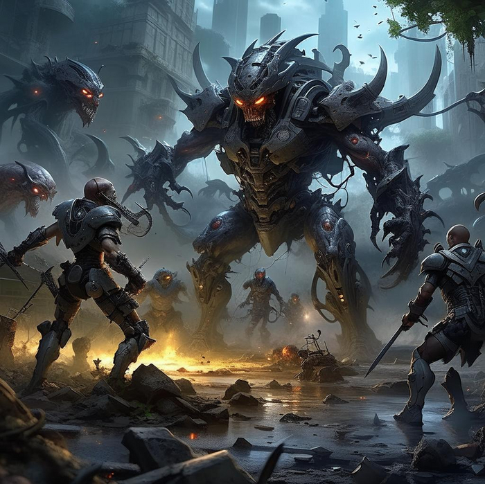 demons become allies of humans in the battle for the fate of humanity against robots