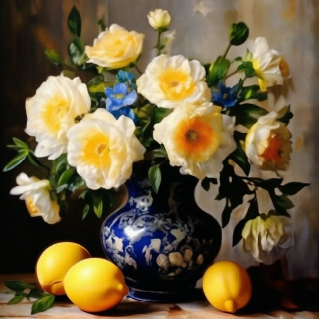 Натюрморт Лимонов и Цветов