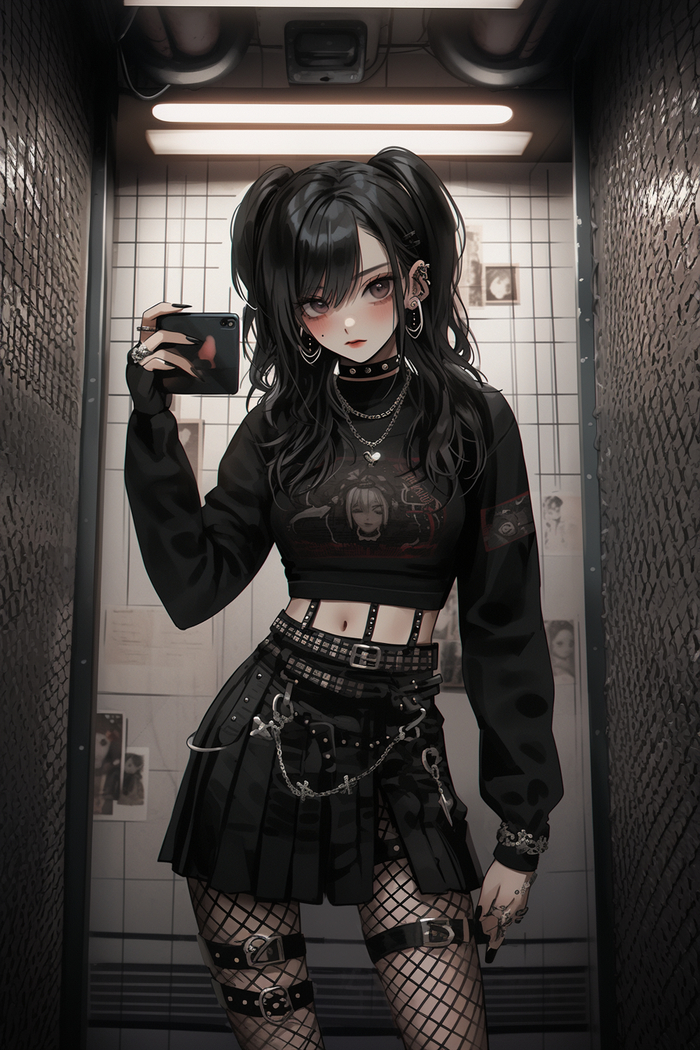 Doing Selfie  , Anime Art, , 