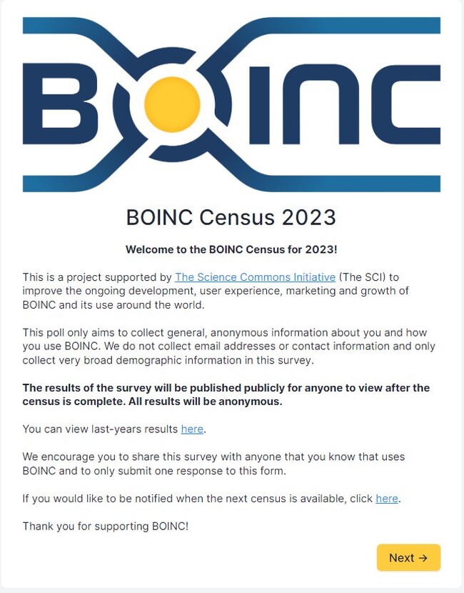 BOINC Census 2023 Boinc, , , , , 2023,  