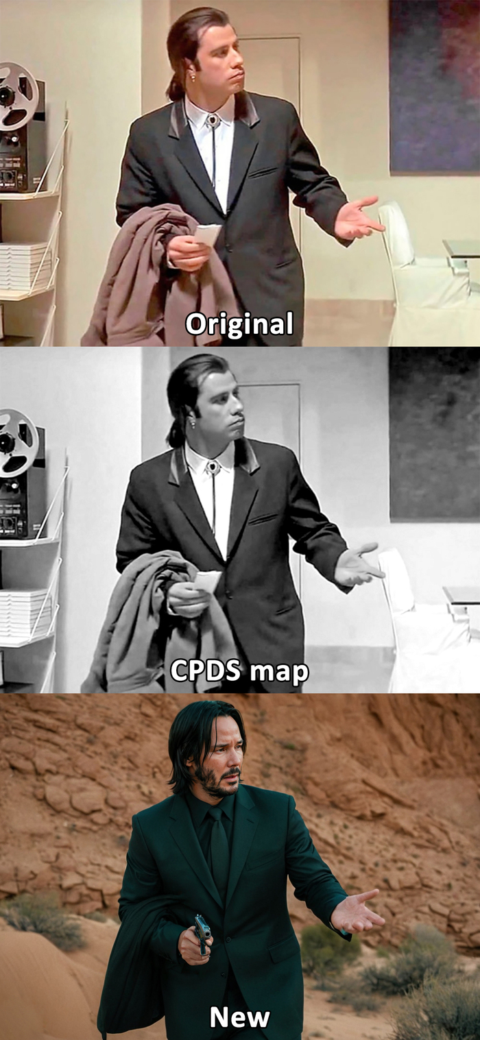 confused Keanu Reeves as John Wick in the desert, holding a gun