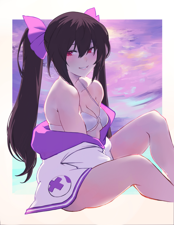 Noire Anime Art, Hyperdimension Neptunia, Neptunia, Noire (Black Heart), , , Neptune