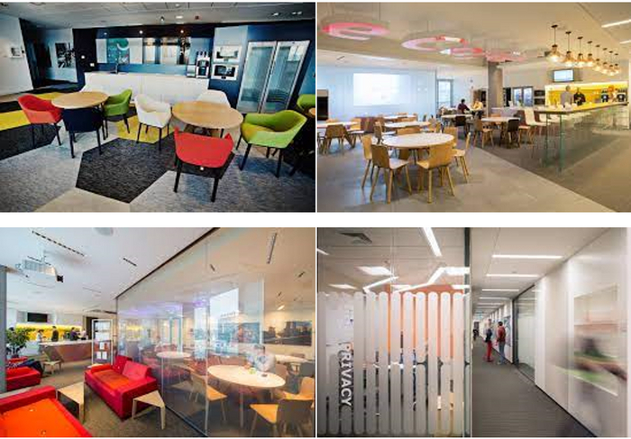 Нашёл-таки в инете фото E-Cafe - "столовой" в Cisco. И коридор с приватными кабинетами.