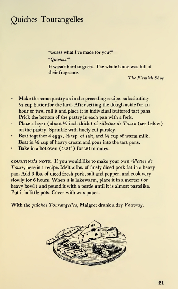 Рецепт киш-туранжель, каким он опубликован в американском издании "Рецепты мадам Мегрэ".
