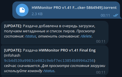Качаем (именно качаем!) торренты через Telegram [beta] Telegram бот, Торрент, Интернет, Поиск, Длиннопост
