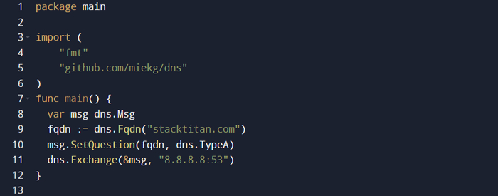 Код на языке Golang