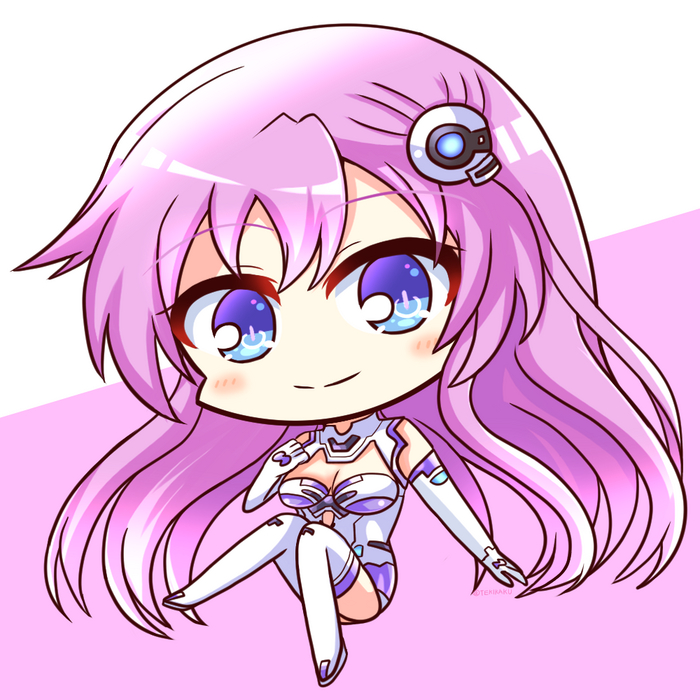 Purple Sister Anime Art, Hyperdimension Neptunia, Neptunia, Nepgear, Purple Sister, Чиби