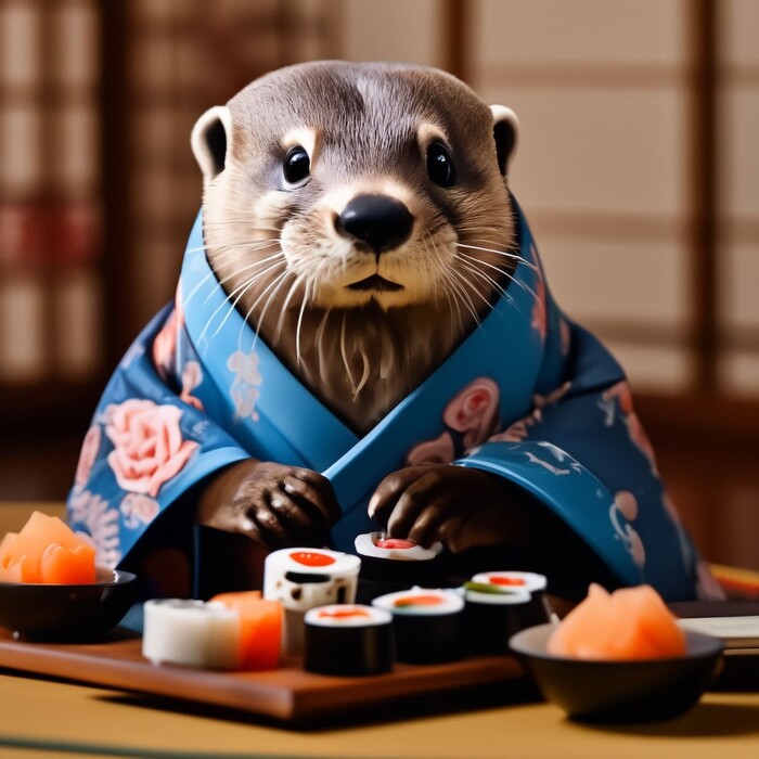 Выдры в кимоно Выдра, Кимоно, Длиннопост, Арты нейросетей