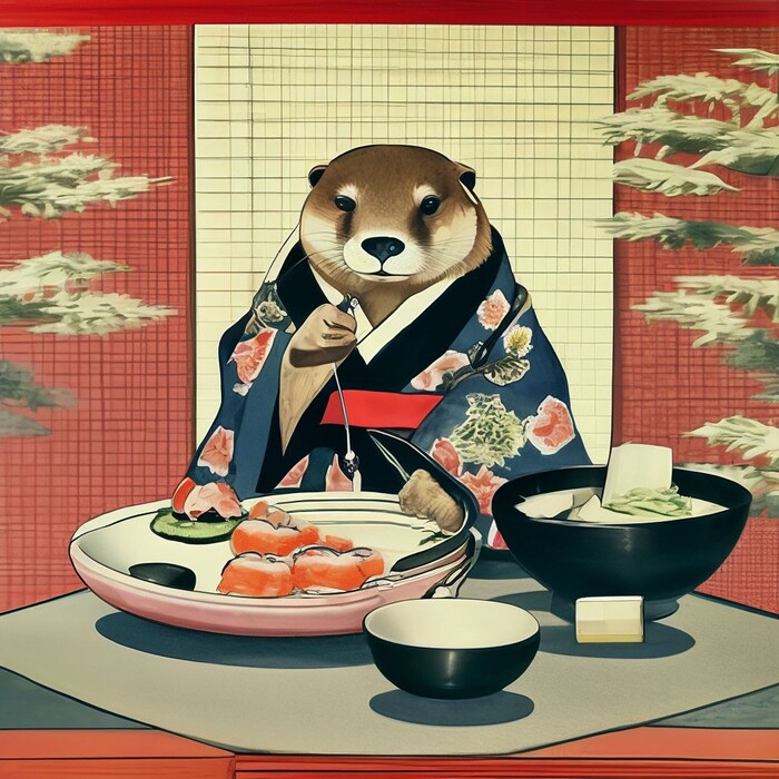 Выдры в кимоно Выдра, Кимоно, Длиннопост, Арты нейросетей