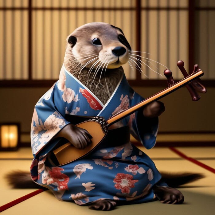 Выдры в кимоно Выдра, Кимоно, Длиннопост, Арты нейросетей