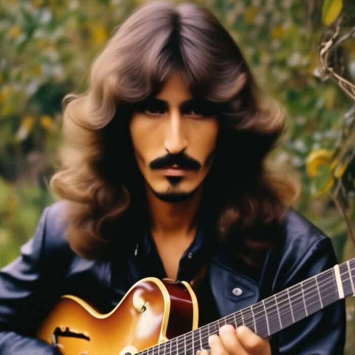 Джордж Харрисон и While my guitar gently weeps в представлении нейросети