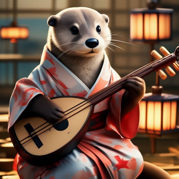 Выдры в кимоно, часть 2 Выдра, Арты нейросетей, Длиннопост, Кимоно