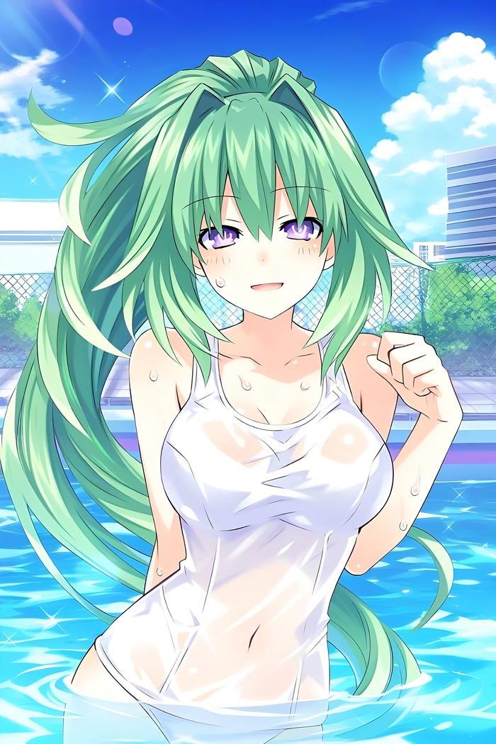 Green Heart Anime Art, Hyperdimension Neptunia, Neptunia, Vert, Green Heart, ,  , 