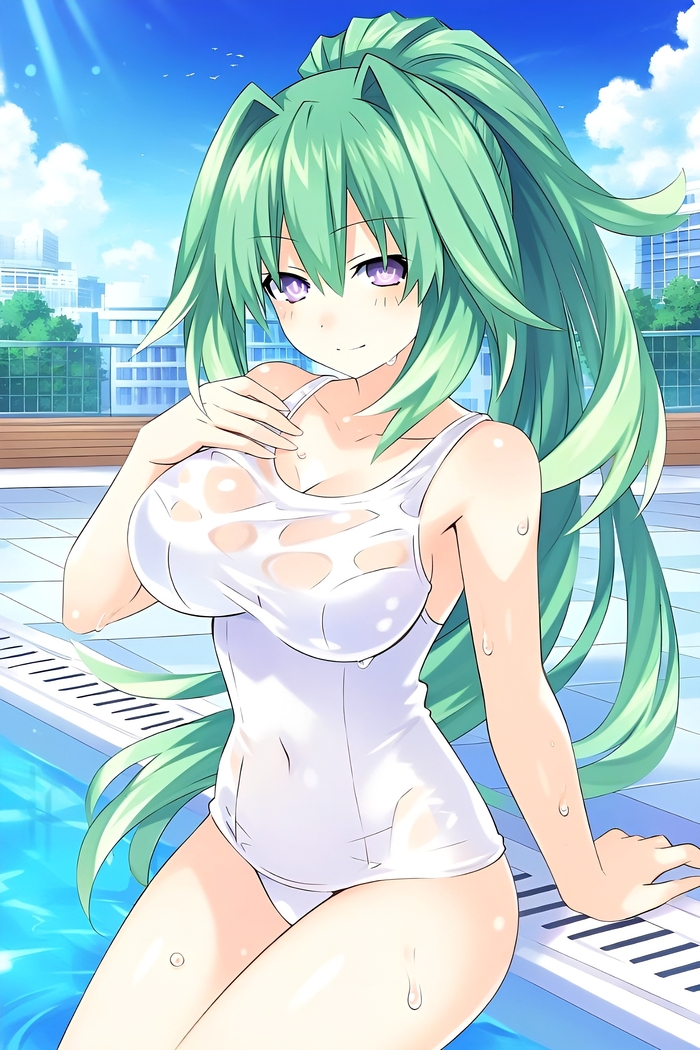 Green Heart Anime Art, Hyperdimension Neptunia, Neptunia, Vert, Green Heart, ,  , 