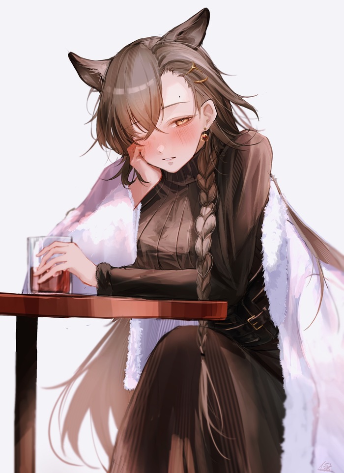 Drunken wolf Anime Art, , Penance, Arknights, Animal Ears, 