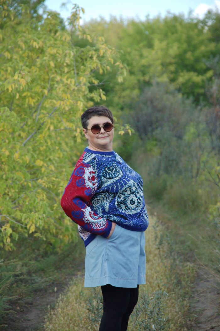 джемпер, жаккард экспериментальный.