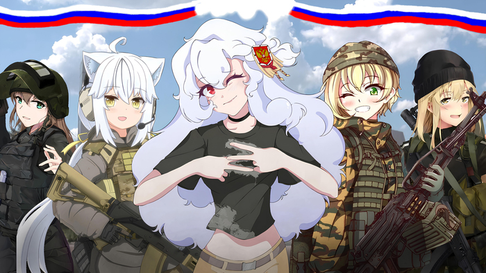 Russian Anime Military Girls 4K Anime Art, , , , 