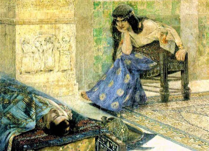 (Знаменитая картина армянского художника В.А. Суренянца «Семирамида у трупа Ара Прекрасного»)