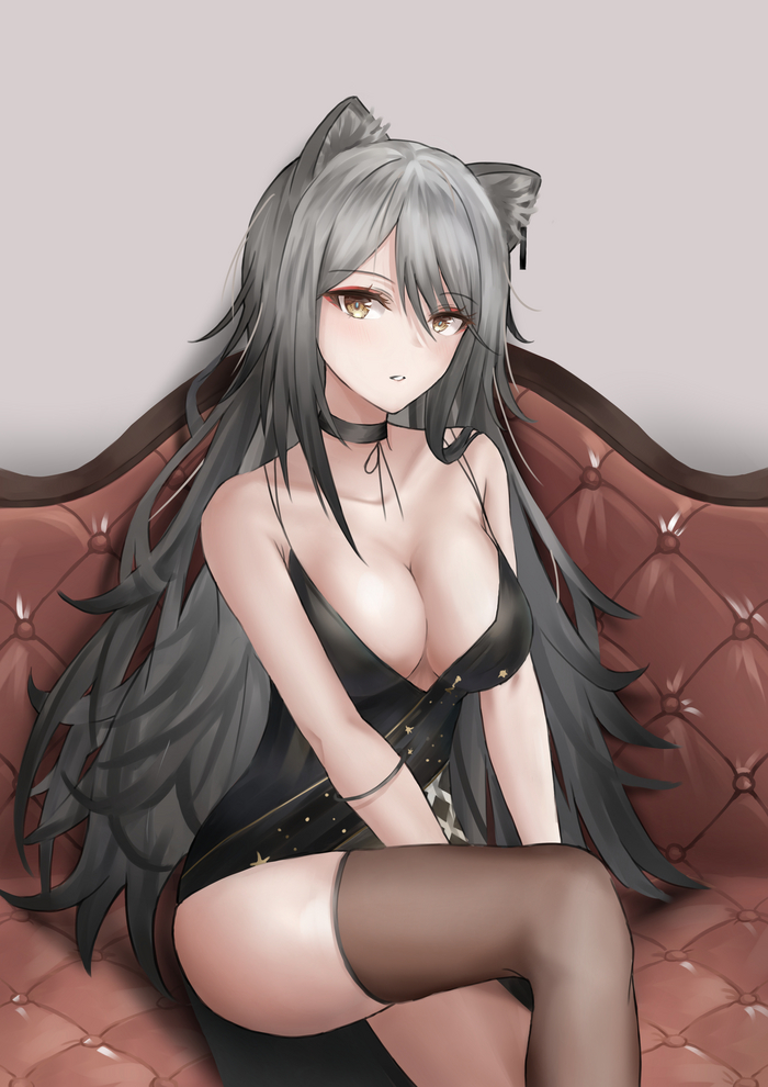 Schwarz Anime Art, , Arknights, Schwarz, Animal Ears, 