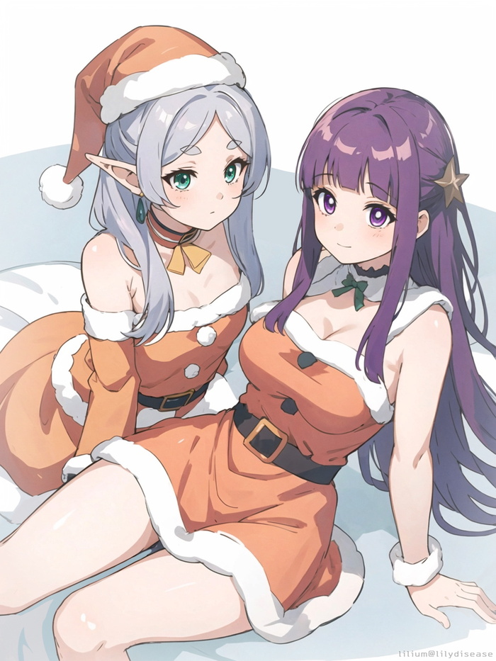 Merry Christmas Anime Art, , , , , Sousou no Frieren, Frieren, Fern, 