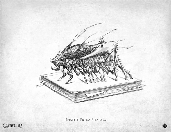 Иногда у него встречается и что-то совсем простое: Шан, насекомые из Шаггая, (The Shan, Insects from Shaggai). Напоминают крупных насекомых. Автор: Рэмси Кемпбел.