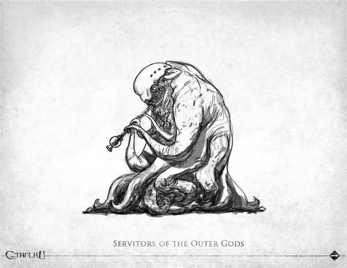 Слуги Внешних Богов (Servitors of the Outer Gods) — существа разнообразной формы, бездумно танцующие вокруг трона Азатота в центре его вселенной. Автор: Август Дерлет.