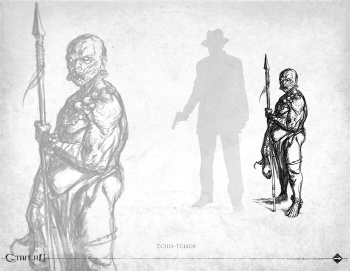 Чо-Чо (Tcho-Tchos). Омерзительные дикари, обитавшие на руинах разрушенного города в Индо-Китае. Автор Август Дерлет.