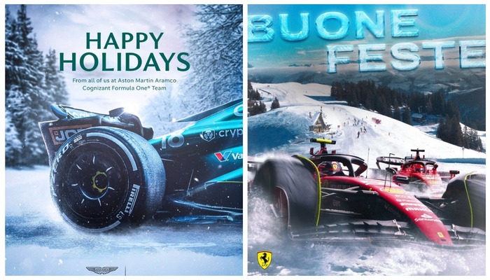 Праздничные постеры Aston Martin и Ferrari