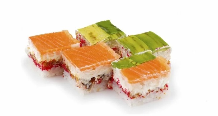 Осидзуси (прессованные суши) – это один из самых ярких и красочных видов суши, напоминающий небольшую коробочку прямоугольной формы.