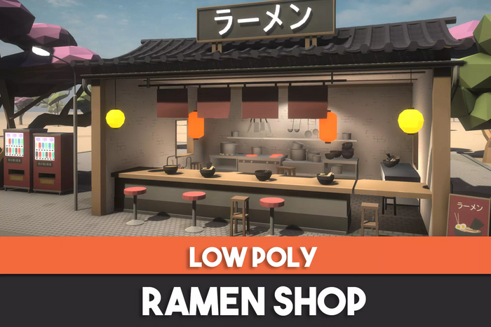  Ramen Shop Japan - Stylized Low Poly    asset store Unity Asset store, Unity, Unity3D, Asset,  , ,  Steam, , 