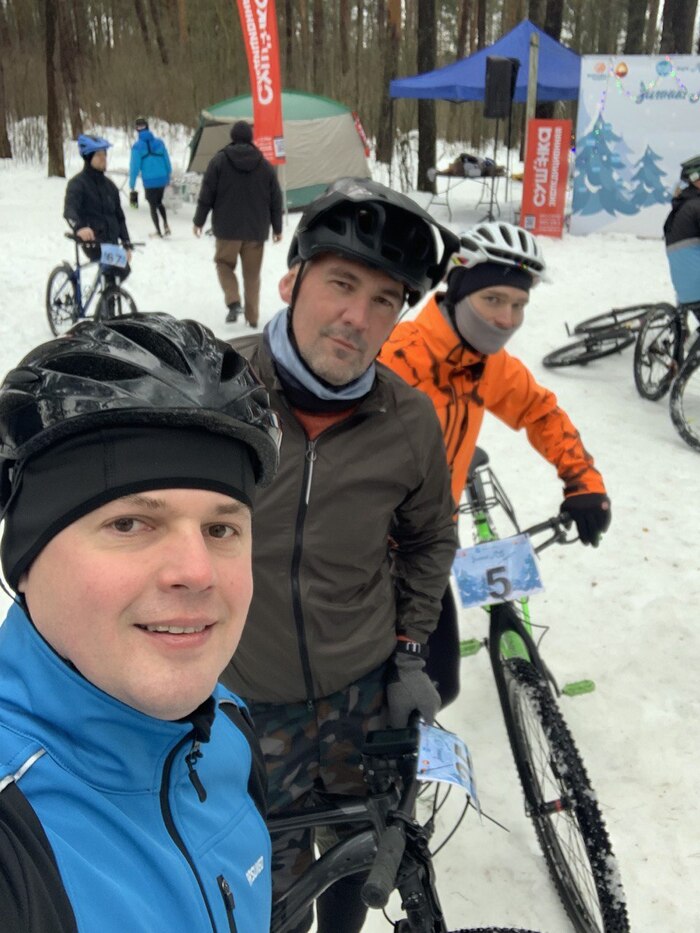 Зимняя пробежка с велосипедом | Пикабу