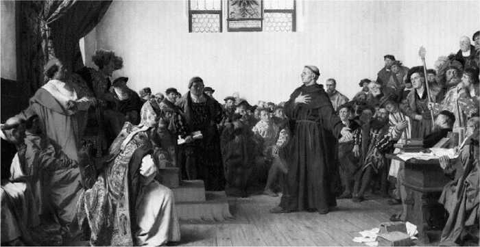 Антон фон Вернер. Лютер в Вормсе. 18 апреля 1521 года. 1877. Государственная галерея, Штутгарт