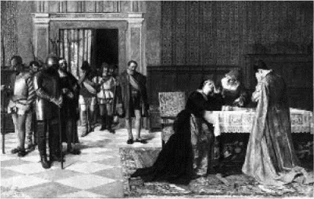 Висенте Боррас Момпо. Донья Мария Пачеко после поражения под Вильялар. 1881. Национальный музе Прадо, Мадрид